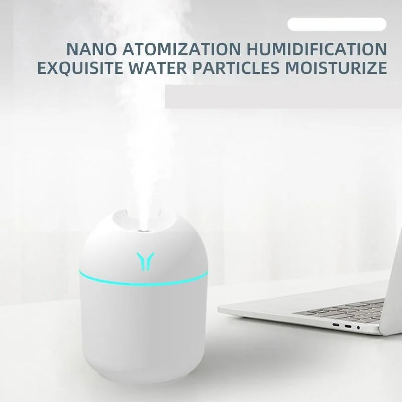Mini umidificador de ar USB 250ml, difusor de aroma de óleos essenciais para casa, carro, ultrassônico, gerador de névoa, difusor com lâmpada LED colorida