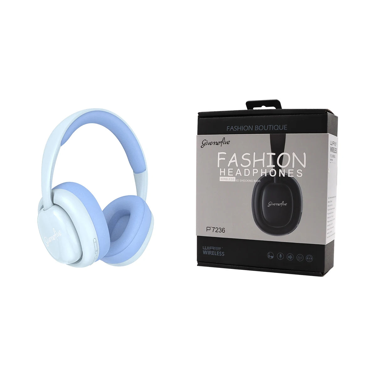 P7236 Fone de ouvido sem fio com iluminação, redução de ruído, estéreo, fones de ouvido para computador, jogos, escritório,