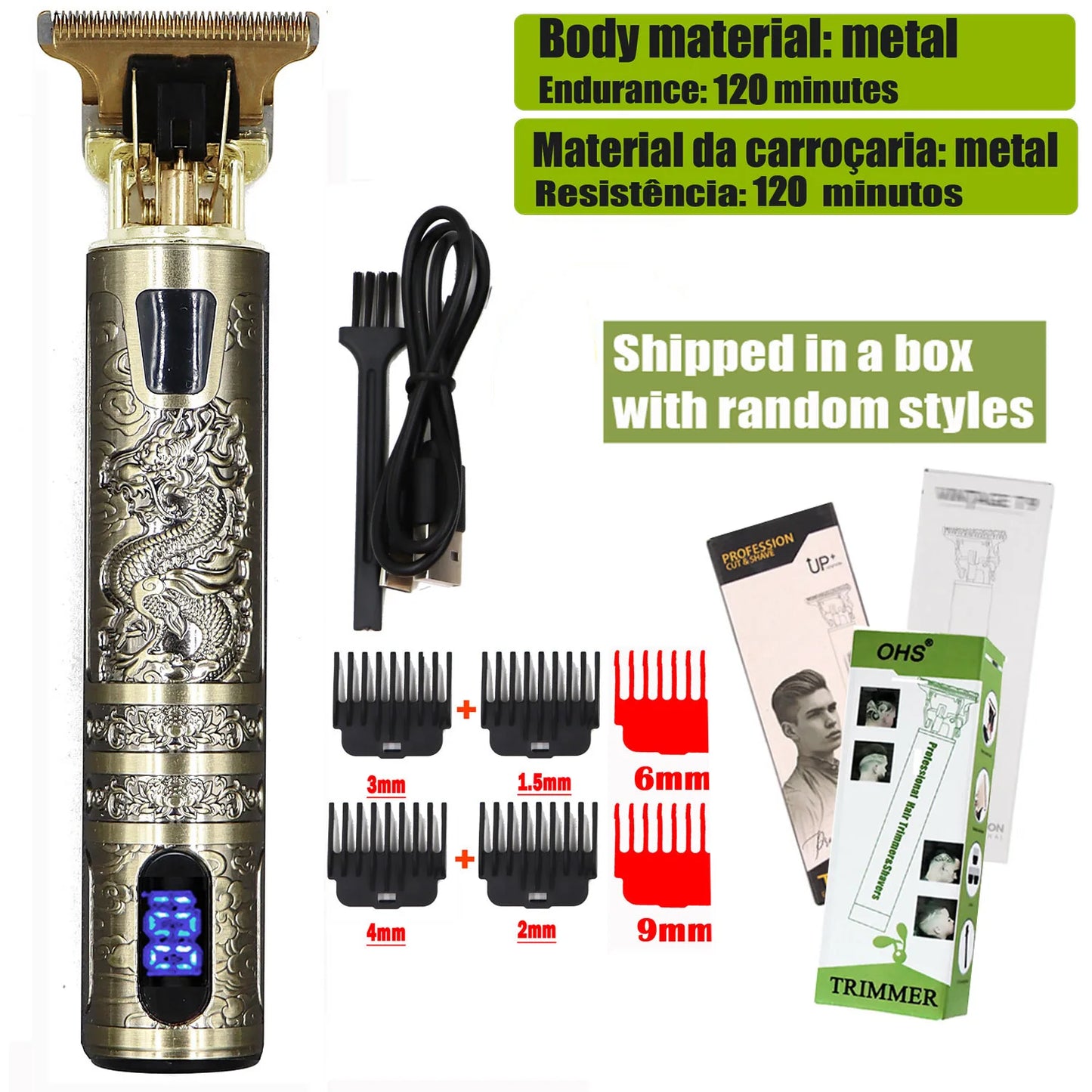 Máquina de cortar cabelo T9, reparo, barba, barbear, aparador de pelos corporais, máquina elétrica, máquina de corte de cabelo masculina, 0 mm, barbeiro, barbeador