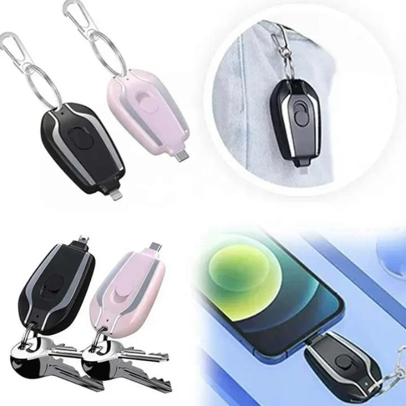 Mini Power Bank, chaveiro para celular, bateria externa portátil de emergência para Android e iPhone, pequeno Power Bank, 1500 mAh