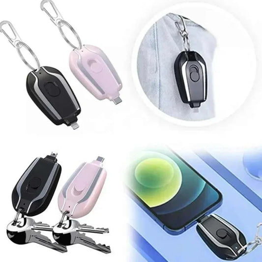 Mini Power Bank, chaveiro para celular, bateria externa portátil de emergência para Android e iPhone, pequeno Power Bank, 1500 mAh