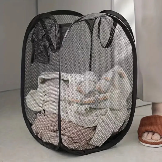 Cesto de roupa dobrável de malha, cesto de roupa suja, cesto dobrável para guardar roupa suja, cesto de armazenamento de grande capacidade