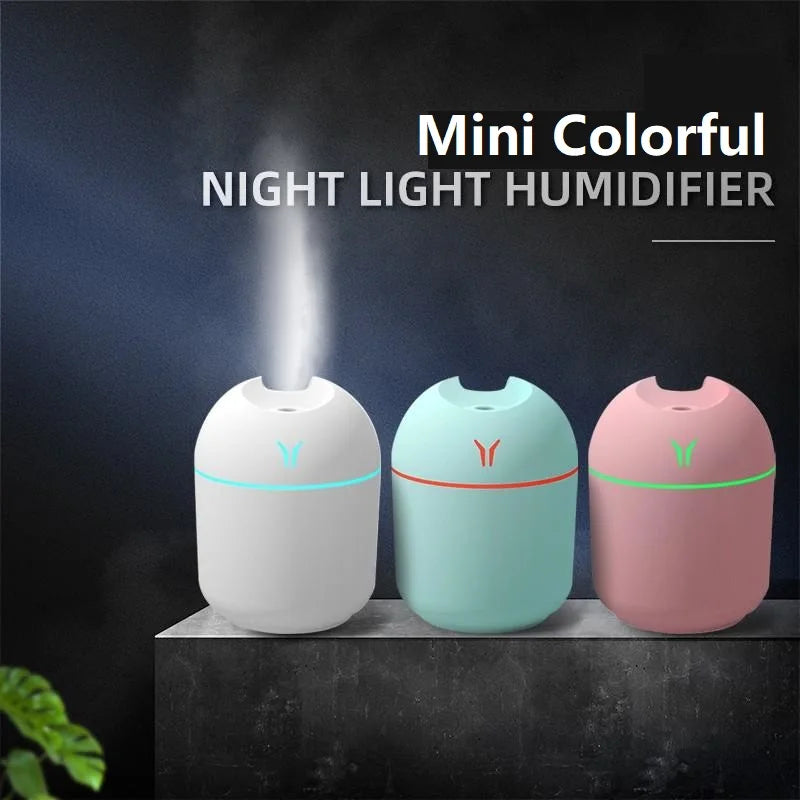 Mini umidificador de ar USB 250ml, difusor de aroma de óleos essenciais para casa, carro, ultrassônico, gerador de névoa, difusor com lâmpada LED colorida