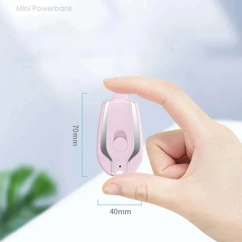 Mini Power Bank, chaveiro para celular, bateria externa portátil de emergência para Android e iPhone, pequeno Power Bank, 1500 mAh