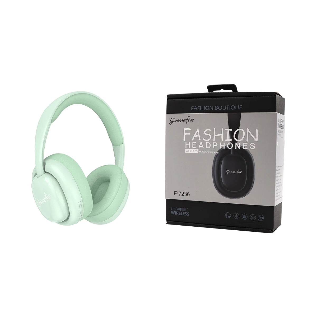 P7236 Fone de ouvido sem fio com iluminação, redução de ruído, estéreo, fones de ouvido para computador, jogos, escritório,