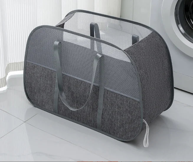 Cesto de roupa dobrável de malha, cesto de roupa suja, cesto dobrável para guardar roupa suja, cesto de armazenamento de grande capacidade