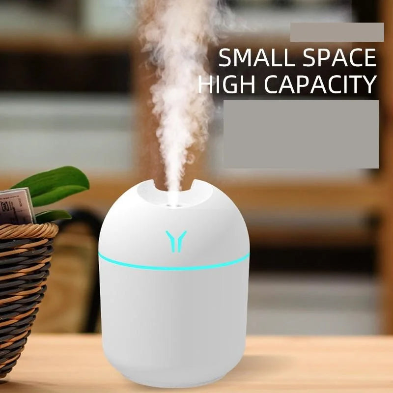 Mini umidificador de ar USB 250ml, difusor de aroma de óleos essenciais para casa, carro, ultrassônico, gerador de névoa, difusor com lâmpada LED colorida