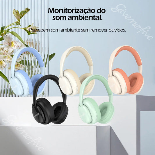 P7236 Fone de ouvido sem fio com iluminação, redução de ruído, estéreo, fones de ouvido para computador, jogos, escritório,