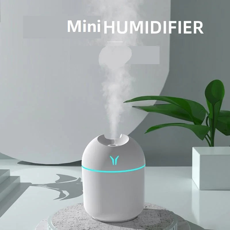 Mini umidificador de ar USB 250ml, difusor de aroma de óleos essenciais para casa, carro, ultrassônico, gerador de névoa, difusor com lâmpada LED colorida